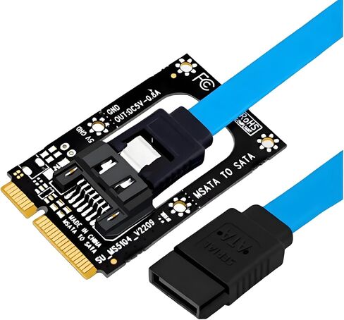 mSATA to SATA 3.0 Adapter, SSD Converter Card with 40cm SATA Cable & Screws, Black PCB Board in Saudi Arabia