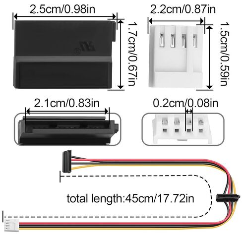 محرك أقراص مرن للكمبيوتر المكتبي مقاس 25+20 سم 4PIN إلى كبل طاقة SATA 15Pin مزدوج، ومحول طاقة القرص الصلب/SSD لوحدة PSU مع منافذ SATA محدودة، متوافق مع MX714 ومعظم أجهزة الكمبيوتر المكتبية in Saudi Arabia