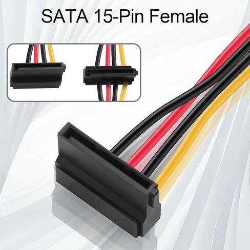 محرك أقراص مرن للكمبيوتر المكتبي مقاس 25+20 سم 4PIN إلى كبل طاقة SATA 15Pin مزدوج، ومحول طاقة القرص الصلب/SSD لوحدة PSU مع منافذ SATA محدودة، متوافق مع MX714 ومعظم أجهزة الكمبيوتر المكتبية in Saudi Arabia