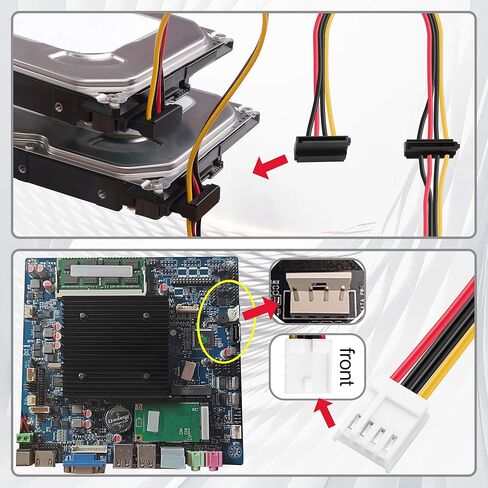 محرك أقراص مرن للكمبيوتر المكتبي مقاس 25+20 سم 4PIN إلى كبل طاقة SATA 15Pin مزدوج، ومحول طاقة القرص الصلب/SSD لوحدة PSU مع منافذ SATA محدودة، متوافق مع MX714 ومعظم أجهزة الكمبيوتر المكتبية in Saudi Arabia