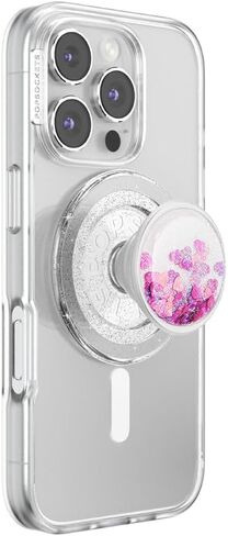 قبضة هاتف PopSockets لـ MagSafe مع مسند، حامل مغناطيسي، جزء علوي قابل للتبديل، تثبيت آمن لحافظات iPhone MagSafe، قبضة الهاتف والكمبيوتر اللوحي - Tidepool Glitter Bomb in Saudi Arabia