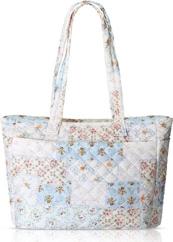 Tote Bag for Women Lightweight Puffy Tote Bag with Compartments Zipper Quilted Shoulder Handbag for Travel Work in Saudi Arabia