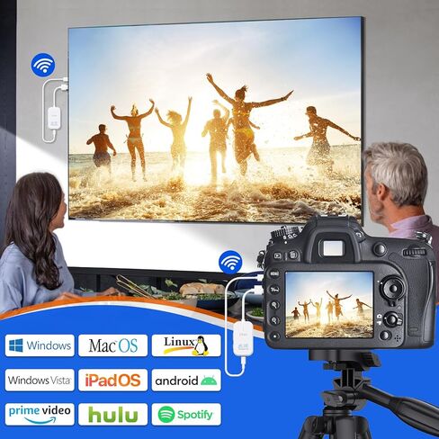 جهاز إرسال واستقبال HDMI لاسلكي، فك تشفير 4K، إخراج عالي الدقة 1080 بكسل، طقم موسع HDMI لاسلكي لبث الفيديو/الصوت من الكمبيوتر المحمول/الكمبيوتر الشخصي إلى الشاشة/التلفزيون، 5.8 جيجا، نطاق طويل 165FT/50M، التوصيل والتشغيل in Saudi Arabia