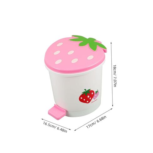 Office Desktop Trash Can Small Trash Bin Home Cartoon Wastebasket Mini Desktop Strawberry Plastic Wastebasket for Small Spaces in Kuwait
