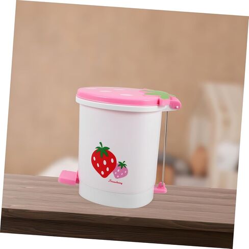 Office Desktop Trash Can Small Trash Bin Home Cartoon Wastebasket Mini Desktop Strawberry Plastic Wastebasket for Small Spaces in Kuwait