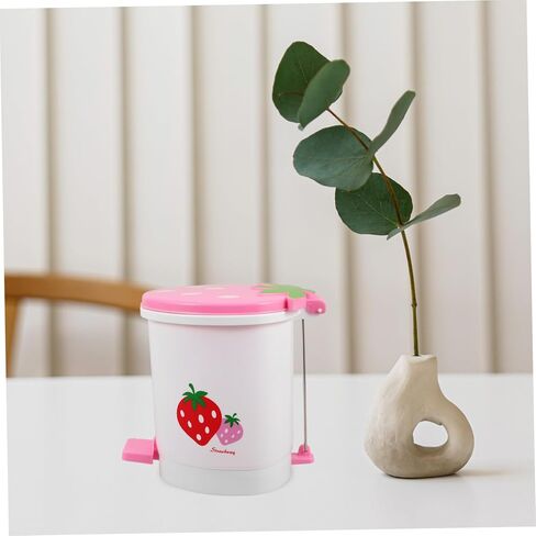 Office Desktop Trash Can Small Trash Bin Home Cartoon Wastebasket Mini Desktop Strawberry Plastic Wastebasket for Small Spaces in Kuwait