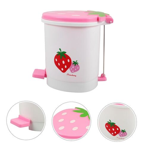 Office Desktop Trash Can Small Trash Bin Home Cartoon Wastebasket Mini Desktop Strawberry Plastic Wastebasket for Small Spaces in Kuwait