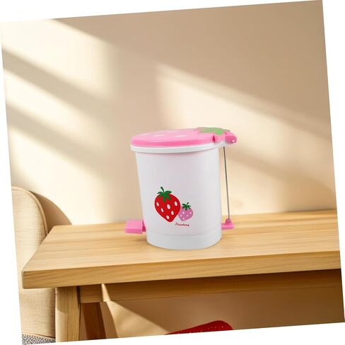 Office Desktop Trash Can Small Trash Bin Home Cartoon Wastebasket Mini Desktop Strawberry Plastic Wastebasket for Small Spaces in Kuwait