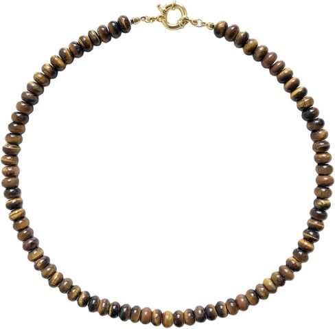 Beaded Gemstone Necklace for Women, Pure Color Boho Bead Choker Natural Stone Surfer Beach Rainbow Beads 18K Gold Plated DIY Handmade Jewelry Charm Trendy Birthday Gifts in Saudi Arabia