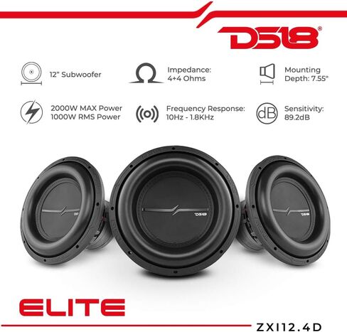 DS18 ZXI12.4D مضخم صوت للسيارة مقاس 12 بوصة - 2000 وات Dvc 4 أوم (1 مكبر صوت) (متجدد) in Kuwait