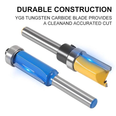 4Pcs Flush Trim Router Bit Set 1/4-Inch Shank Carbide Tipped Pattern Cutting Bit with Bearing Guide for Wood Trimming, Milling & Template Work (Prevents Tear-Out) in Saudi Arabia