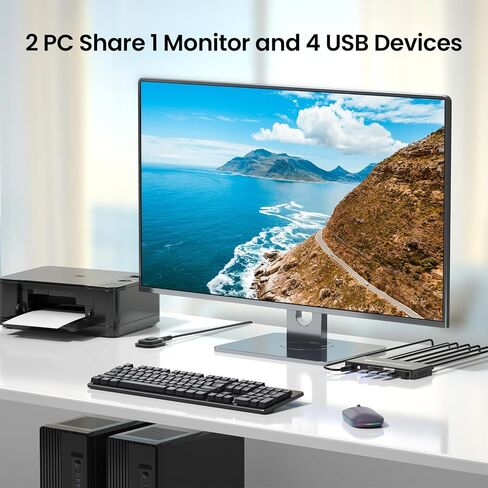 2 Port HDMI KVM Switch, USB 3.0 4K60Hz KVM Switch 1 Monitor 2 Computers for 2 PCs Share 1 Monitor and 1 Set of Keyboard Mouse, 4 USB 3.0 Ports for Peripheral in Saudi Arabia