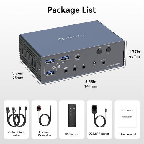 محطة إرساء Thunderbolt KVM لأجهزة Macbook 4 شاشات 2 كمبيوتر HDMI 4K60 هرتز Displaylink USB C Dock لأجهزة الكمبيوتر المحمولة/سطح المكتب مشاركة 4xHDMI USBA/C Ethernet دعم الصوت الممتد/وضع النسخ in Kuwait