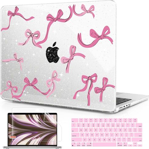 متوافق مع M4 MacBook Pro 16 Ingen Case 2024 (A3403 A3186) 2023 (M3 A2991 M2 A2780) 2021 (M1 A2485) Pro/Max Chip ، غطاء القشرة الصلبة البلاستيكية لـ Mac Pro 16 ، Chalk Pink Bow in Kuwait