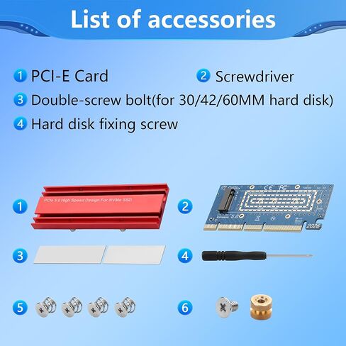 CERRXIAN M.2 NVMe SSD to PCIe X16/X8/X4 Conversion Card,M.2 NVME to PCIe 5.0 x16 Adapter Support PCI E Protocol 4X 8X 16X Slots for SSD 2280,2260, 2242,2230,Not Compatible with SATA or EC-PCI E in Saudi Arabia