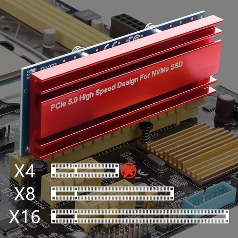 CERRXIAN M.2 NVMe SSD to PCIe X16/X8/X4 Conversion Card,M.2 NVME to PCIe 5.0 x16 Adapter Support PCI E Protocol 4X 8X 16X Slots for SSD 2280,2260, 2242,2230,Not Compatible with SATA or EC-PCI E in Saudi Arabia