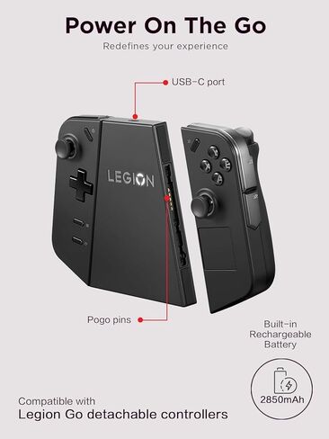 موصل شحن Lenovo Legion Go مع بطارية - عمر بطارية ممتد، محور شحن USB-C، قبضة مريحة، اتصال سلس، متوافق مع Legion Go - وحدات التحكم غير متضمنة in Kuwait