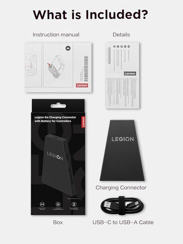 موصل شحن Lenovo Legion Go مع بطارية - عمر بطارية ممتد، محور شحن USB-C، قبضة مريحة، اتصال سلس، متوافق مع Legion Go - وحدات التحكم غير متضمنة in Kuwait