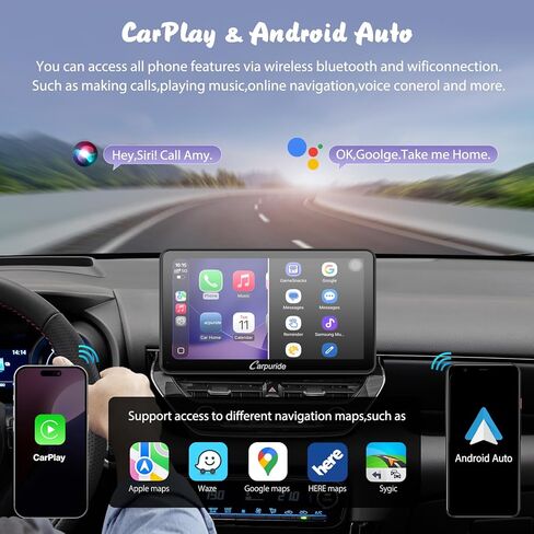 Carpuride W701 Pro مع ناقل حركة بلوتوث لاسلكي Carplay وAndroid Auto Car Stereo، شاشة لمس 7 بوصة 1080P، وصلة مرآة/GPS/Siri/FM، مع 3 دعامات in Kuwait