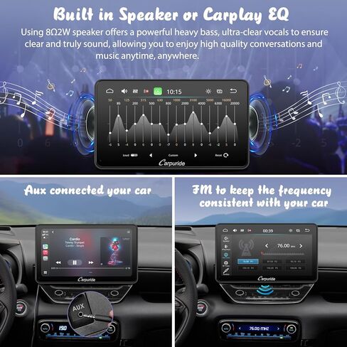 Carpuride W701 Pro مع ناقل حركة بلوتوث لاسلكي Carplay وAndroid Auto Car Stereo، شاشة لمس 7 بوصة 1080P، وصلة مرآة/GPS/Siri/FM، مع 3 دعامات in Kuwait