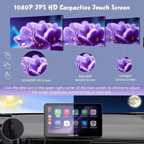 Carpuride W701 Pro مع ناقل حركة بلوتوث لاسلكي Carplay وAndroid Auto Car Stereo، شاشة لمس 7 بوصة 1080P، وصلة مرآة/GPS/Siri/FM، مع 3 دعامات in Kuwait