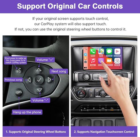 وحدة CarPlay اللاسلكية وAndroid Auto التحديثية المتوافقة مع نظام Cadillac وBuick وChevrolet وGMC (2014–2020) HMI 2.0، تدعم Android Auto وMirror Link والكاميرا العكسية in Saudi Arabia