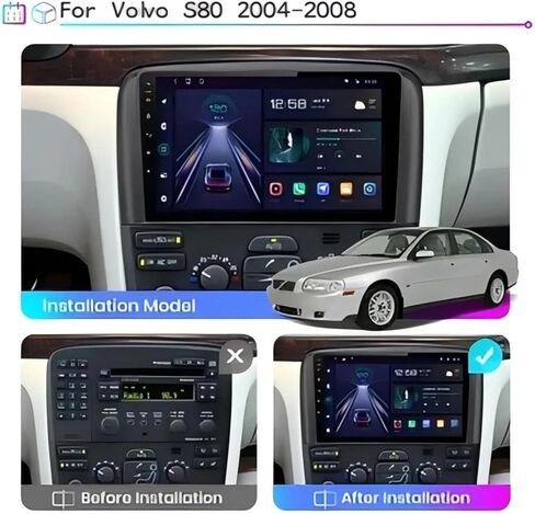 Android 13.0 Double Din Car Stereo - 9 Inch Touch Screen Car Radio Android Auto CarPlay Car Audio Multimedia Receiver with GPS ＆ Backup Camera Bluetooth for Volvo S80 2004-2008 丨 4+64G in Saudi Arabia