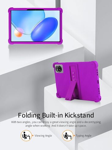 حافظة كمبيوتر لوحي Blackview Tab 20 WiFi مقاس 10.1 بوصة، حامل من السيليكون الناعم BOVUGAC قابل للتعديل مضاد للصدمات مناسب للأطفال لجهاز Tab 20 WiFi 10.1 بوصة (أرجواني) in Kuwait