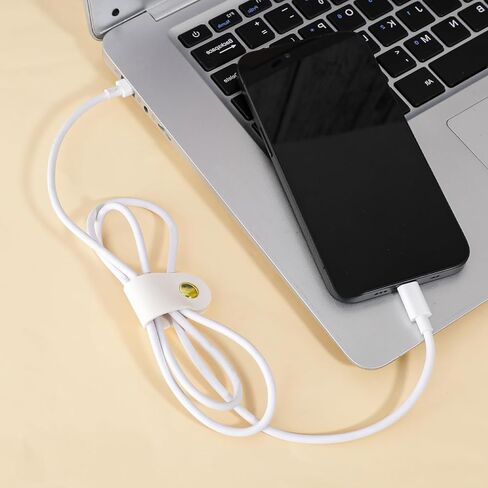 6 Pack PU Leather Cord Organizer, Reusable Cable Straps Clips Phone Cord Ties Charging Cords Power Cords Travel Organizer Earphone USB Holder Snap Closure Multipurpose Cable Management Clips in Kuwait