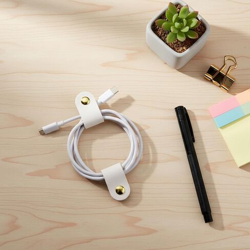 6 Pack PU Leather Cord Organizer, Reusable Cable Straps Clips Phone Cord Ties Charging Cords Power Cords Travel Organizer Earphone USB Holder Snap Closure Multipurpose Cable Management Clips in Kuwait