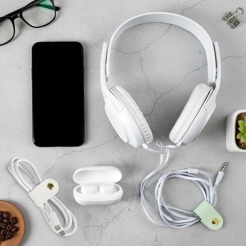 6 Pack PU Leather Cord Organizer, Reusable Cable Straps Clips Phone Cord Ties Charging Cords Power Cords Travel Organizer Earphone USB Holder Snap Closure Multipurpose Cable Management Clips in Kuwait