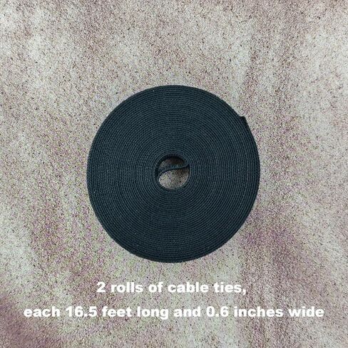 2 Rolls 16.5 Ft Reusable Cable Ties Good for Organize Chargers, Headphones, Computer Cords, Curtains (Black) in Saudi Arabia