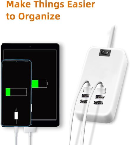 محطة شحن USB متعددة المنافذ، شواحن محمولة 6 منافذ لأجهزة متعددة، محول شاحن حائط لهاتف iPhone 17 16 15 pro max Samsung Galaxy S25/S24/S23 in Kuwait