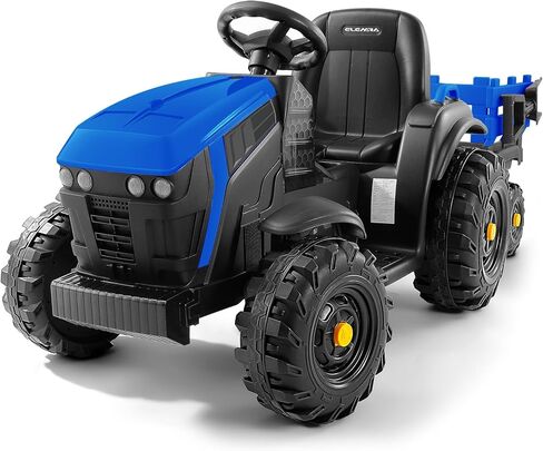 Elemara 24V 9ah Ride On Tractor مع مقطورة سهلة القابلة للفصل ، وركوب 24 فولت على ألعاب للأطفال الكبار ، و 400 واط سيارة كهربائية ركوب سيارة جرار مع مجرفة ، وجميع التضاريس ، للأعمار 3+ ، والموسيقى ، والأزرق ، in Saudi Arabia