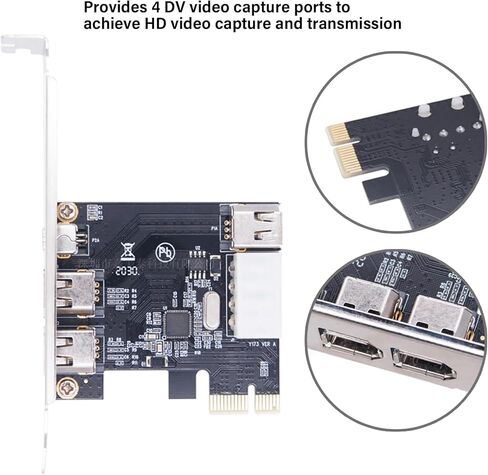 PCIE 1X 1394 يلتقط الفيديو بطاقة محول 6 دبوس 4 ميناء محولات ملحقات الكمبيوتر المكتبي لأجهزة الكمبيوتر المكتبية البث والعتاد in Kuwait