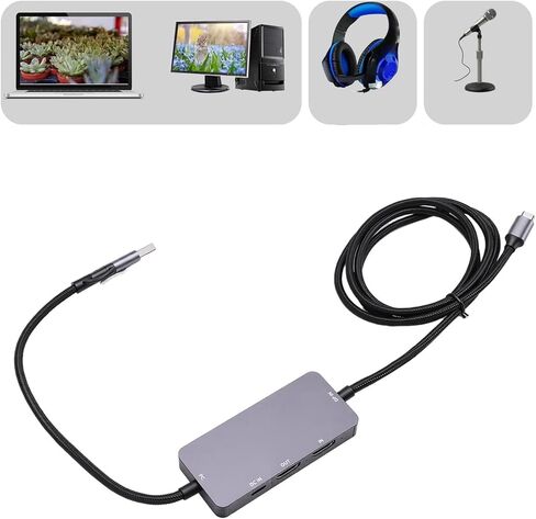 بطاقة التقاط الفيديو، 4K 60 هرتز HD واجهة الوسائط المتعددة نوع C بطاقة تسجيل خارجية مع منافذ USB A وC، لبث مؤتمرات الفيديو والألعاب الحية in Kuwait