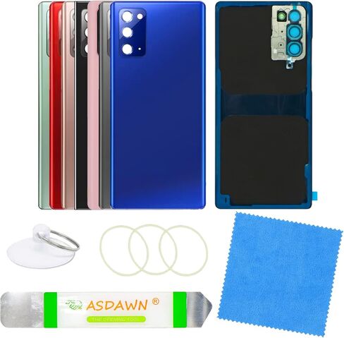 ASDAWN Galaxy Note 20 غطاء زجاجي خلفي بديل مع دليل التثبيت + عدسة الكاميرا المثبتة مسبقًا + جميع المواد اللاصقة + أدوات لهاتف Samsung Galaxy Note 20 SM-N980 SM-N981 جميع الحاملات (أزرق غامض) in Kuwait