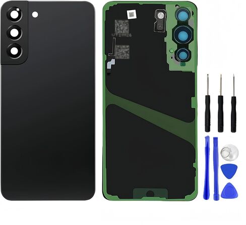Battery Back Cover for Samsung Galaxy S22+ Plus 5G SM-S906 6.6 inches Back Glass Cover Replacement Repair Set with Repairing Toolkit (Black) in Kuwait