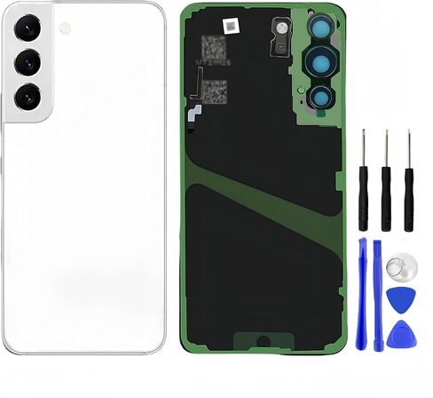 غطاء خلفي للبطارية لهاتف Samsung Galaxy S22+ Plus 5G SM-S906 6.6 بوصة مجموعة إصلاح بديلة للغطاء الزجاجي الخلفي مع مجموعة أدوات إصلاح (أسود) in Kuwait