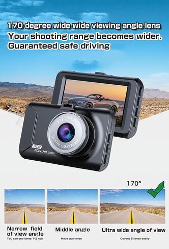 Dash Cam Front and Rear, Front and Rear car Cameras, 170 Wide-Angle, with a 3.0 "LCD Display Screen, Infrared Night Vision,1296P Full HD car Camera.32GB SD Card, IPS Screen,WDR (YQ) in Saudi Arabia