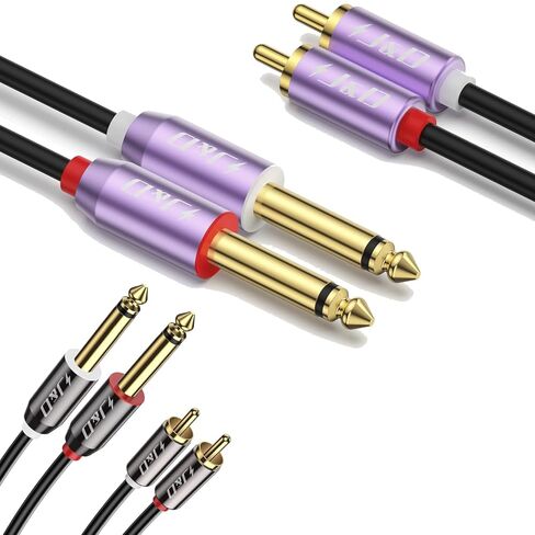 حزمة كابل J&D بطول 3 أقدام 1/4 إلى RCA مع كابل TS مزدوج 1/4 بوصة إلى كابل RCA مزدوج in Kuwait