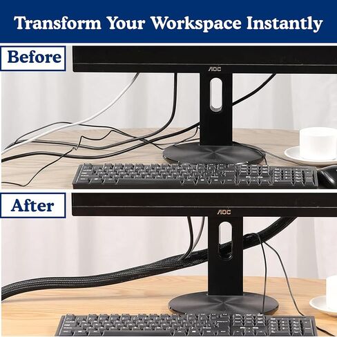 Cable Sleeve for Cord Management & Organization – Braided Wire Tubing for Desk & Office to Hide & Protect Messy Cables for Computer, TV & Electronics - 10 Feet Long x 0.5" Diameter in Saudi Arabia