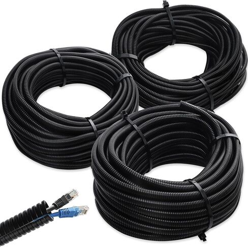 Split Loom Wire 1/4" X 50ft, 1/2" X 50 ft, 3/8" X 50 ft Electric Wires Covers Flexible Wire Loom Tubing Dog Cat Cord Protector Split Cable Sleeves (50ft) in Saudi Arabia
