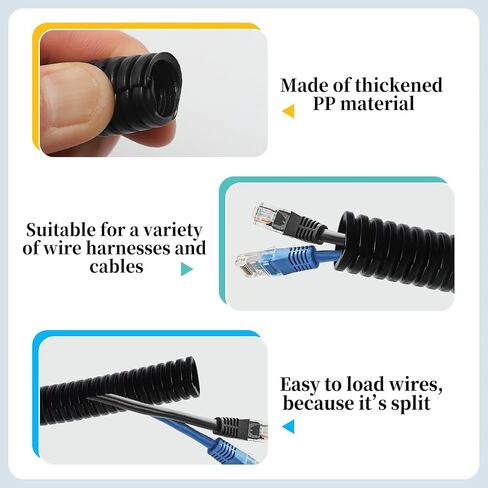 Split Loom Wire 1/4" X 50ft, 1/2" X 50 ft, 3/8" X 50 ft Electric Wires Covers Flexible Wire Loom Tubing Dog Cat Cord Protector Split Cable Sleeves (50ft) in Saudi Arabia