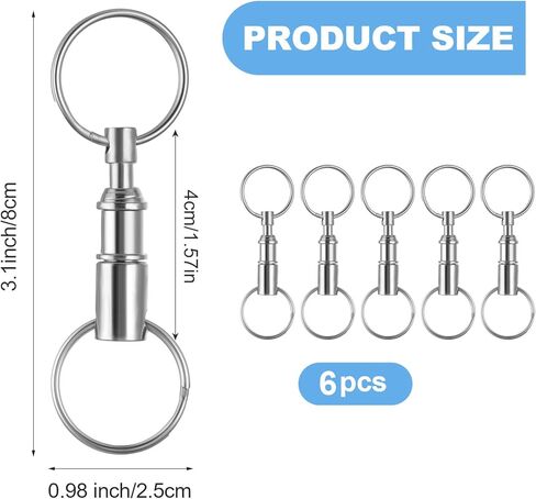 cobee 6 حزمة سلسلة المفاتيح سريعة الإصدار قابلة للفصل، حلقات مفاتيح مزدوجة قابلة للسحب، حلقات مفاتيح مزدوجة منفصلة، ​​سلاسل مفاتيح منفصلة قابلة للفصل، حلقة مفاتيح مزدوجة، ملحقات حلقة مفاتيح للرجال والنساء in Kuwait