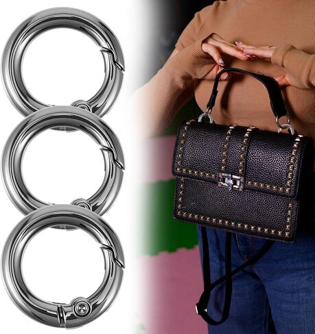 20 حزمة من حلقات المفاتيح الصغيرة 1/2 بوصة زنبركية دائرية سلسلة مفاتيح حلقة هوك حلقة تسلق معدنية حلقات مفاتيح لصنع المجوهرات وسلسلة مفاتيح المنزل سيارة الكلب حلقات الحرف اليدوية (أسود) in Kuwait