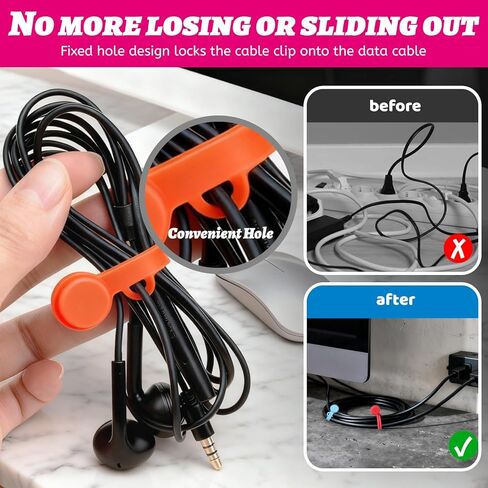 12pcs Silicone Magnetic Cord Organizer Cable Ties Reusable Clips, Cable Straps Phone Cord Holder for Bundling and Organizing, Book Marks, Fridge Magnets Colorful in Saudi Arabia