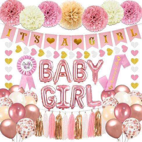 Blue Baby Shower Decorations for Boy Set with Its a Boy Banner Baby Boy Letter Foil Balloons Mom to Be Sash Dad to Be Pin Paper Pom Poms for Gender Reveal Decorations in Saudi Arabia
