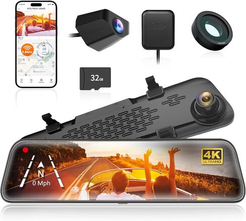WOLFBOX G840S 12 بوصة 4K مرآة داش كام ومرآة داش كام عدسة استقطابية دائرية in Kuwait
