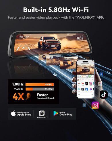 WOLFBOX G840S 12 بوصة 4K مرآة داش كام ومرآة داش كام عدسة استقطابية دائرية in Kuwait